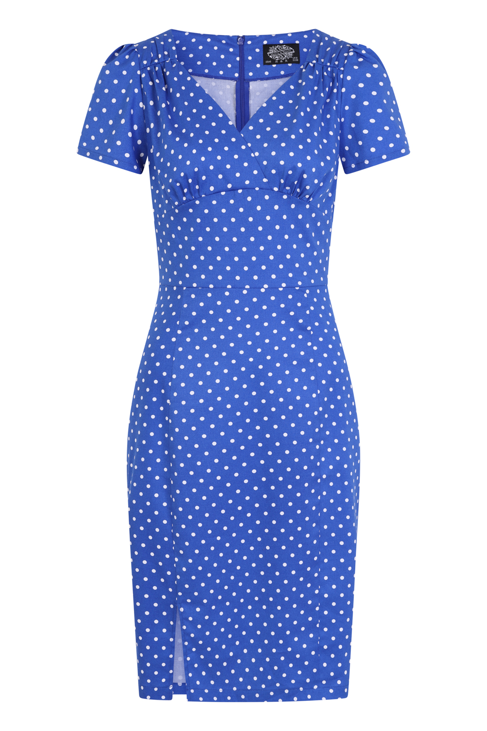 Amelia Polka Wiggle Dress in Blue